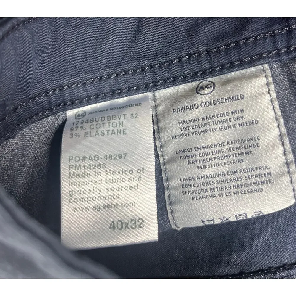 AG Adriano Goldschmied The Everett Slim Straight Pants Navy Blue 40x32 1794SUDBB